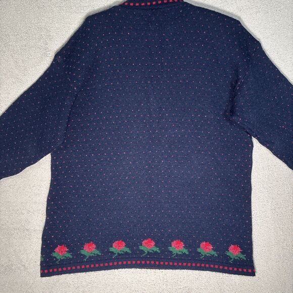 Vintage Laura Tyler Sweater Women’s XL Rose AOP Adele Knit Cottagecore Holiday - Picture 13 of 16